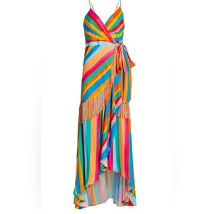 Farm Rio Limited Edition Striped Scarf Wrap fringe dress
